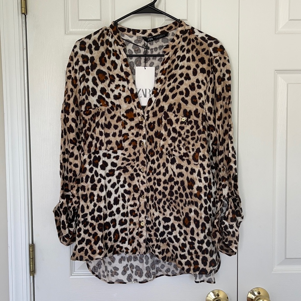 Zara leopard blouse